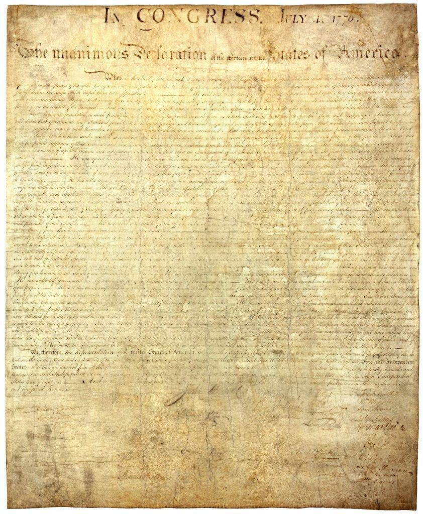 Declaration of Independence on Parchment