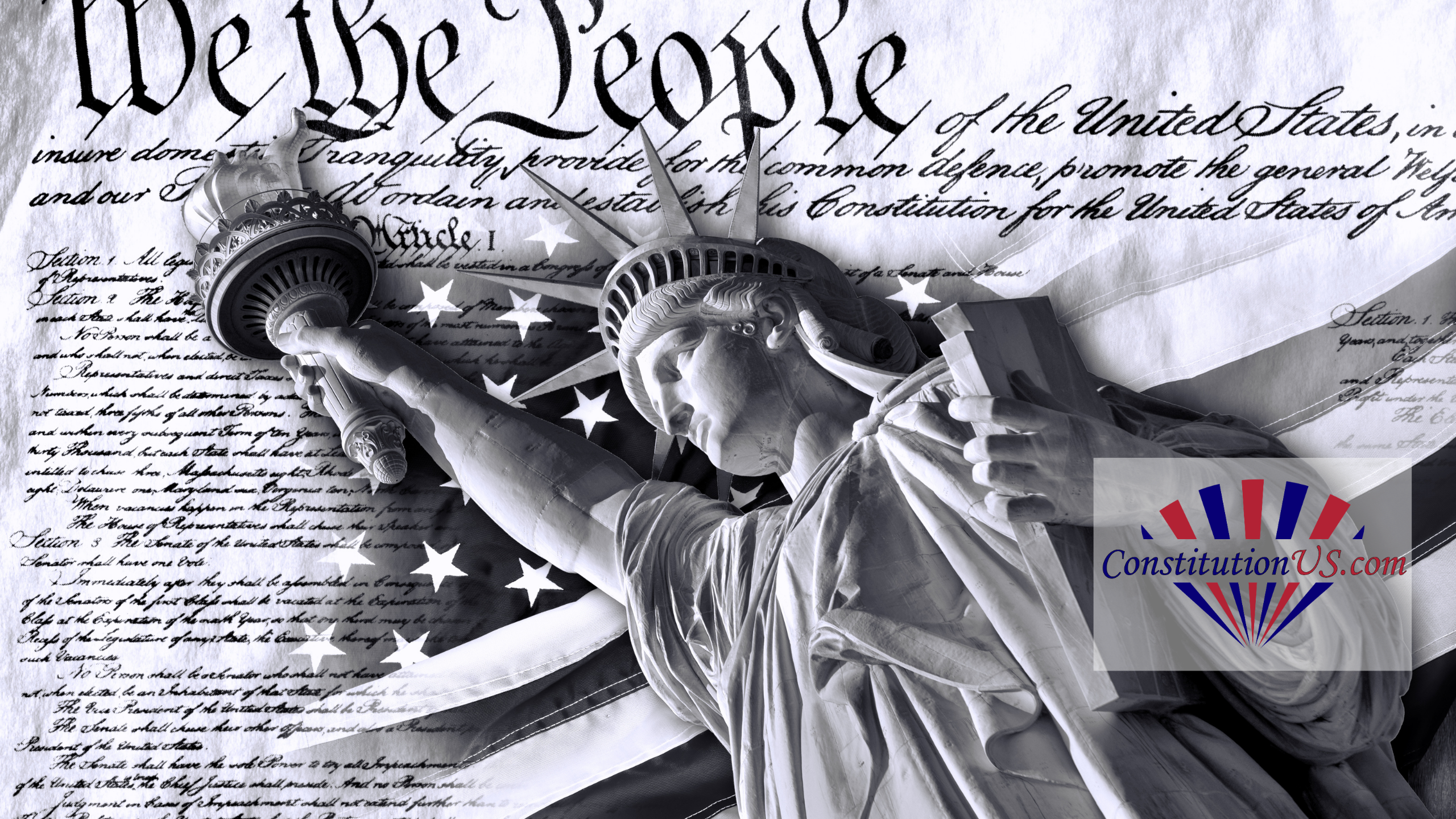 Statue of Liberty with US Constitution