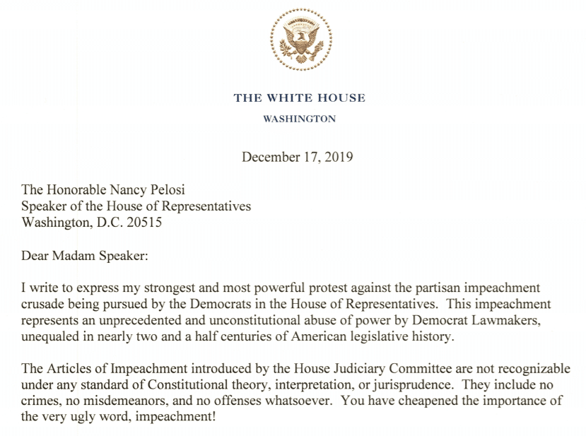 Trump's Letter To Pelosi PDF (Original)