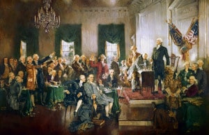 Artist's depiction of the signing of the US Constitution