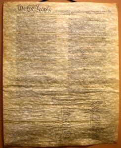 Photo of a vintage copy of the US Constitution