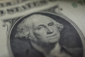 George Washington on one dollar bill