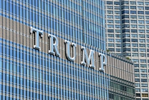 Photo of Trump sign on building
