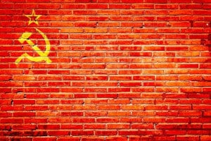 Soviet Union flag painted on wall