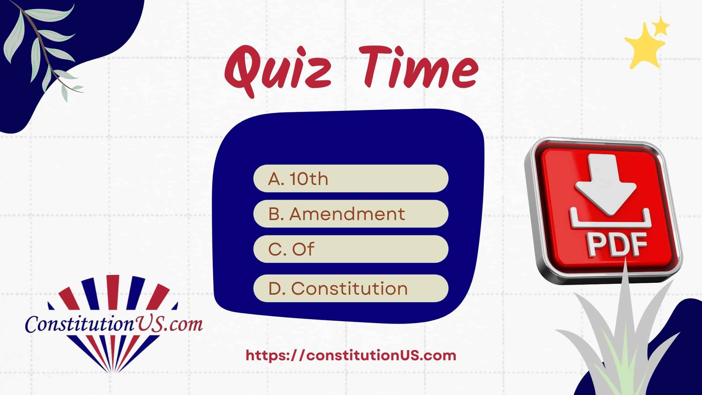 10th Amendment Quiz PDF