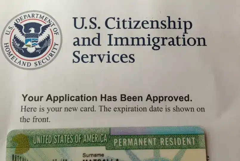 Green card acceptance letter