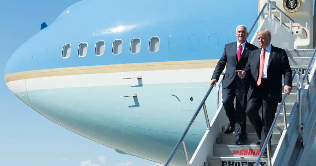 Trump disembarking Air Force One