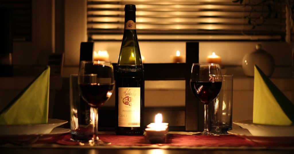 Company and conversation candlelit dinner