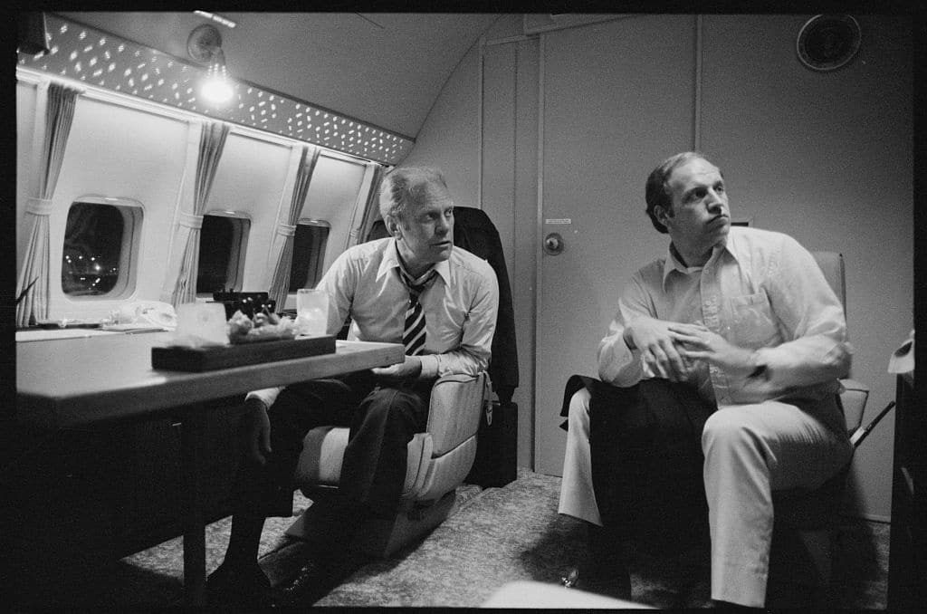 President Ford on airplane