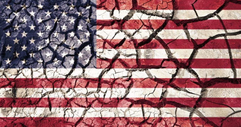 american flag on cracked ground background