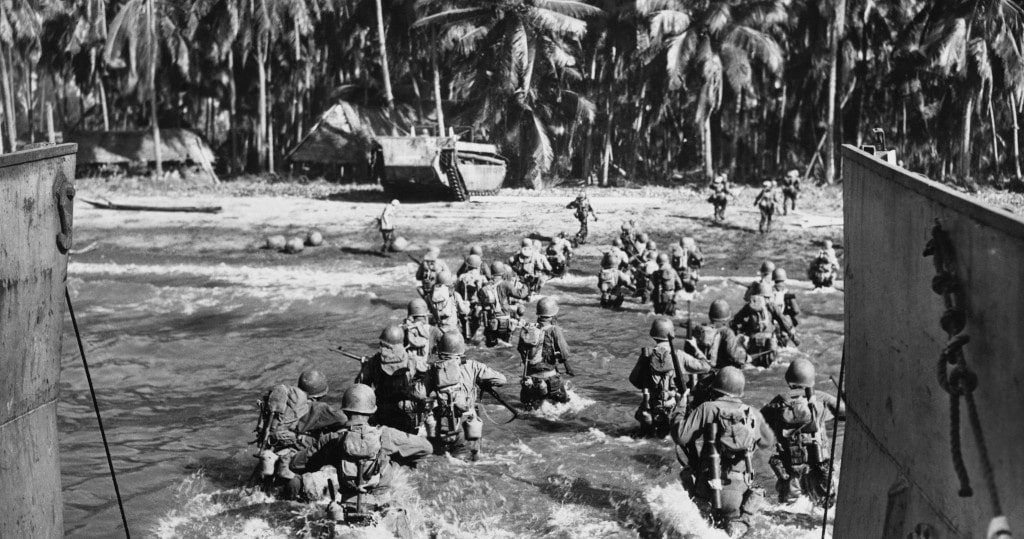 American troops storming beach