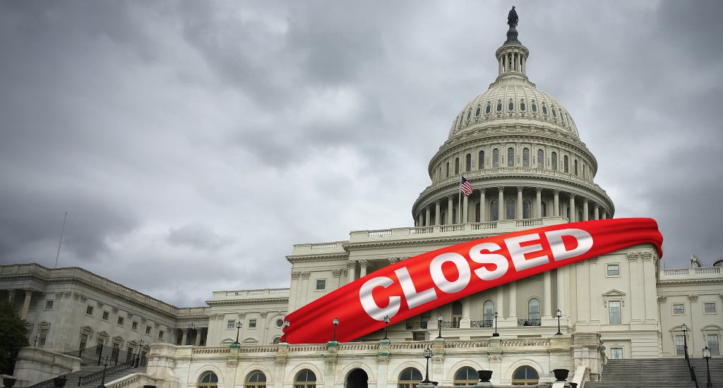 Congress draped in closed sign