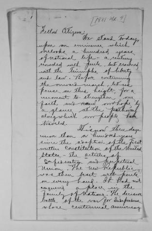 A handwritten letter on lined paper with cursive script, discussing citizenship and rights, referencing the U.S. Constitution and legal principles.