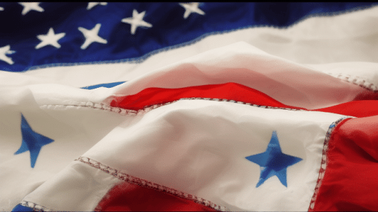 A close up image displaying the patriotic symbol of an American flag.
