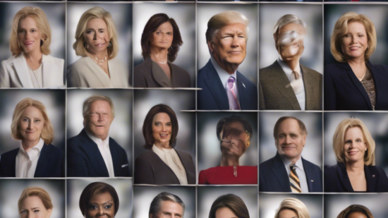 A grid of 35 professionally dressed men and women posing for formal headshots against a blurred grey background.